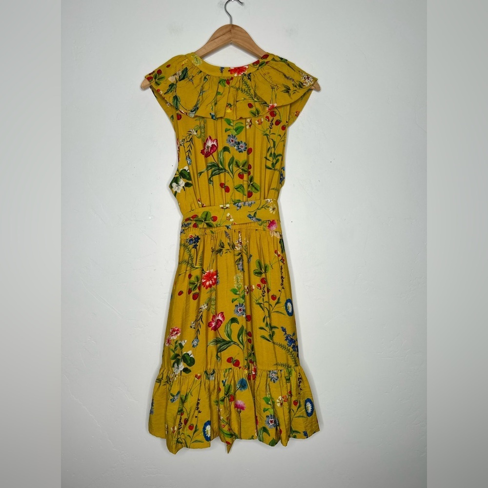 NWT Maeve Yellow Floral Strawberry Faux Wrap Mini Dress Size Large Spring Summer - Picture 3 of 12